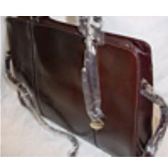 Elegant Leather Look Laptop Bag-Dark Brown - Picture 3 of 7